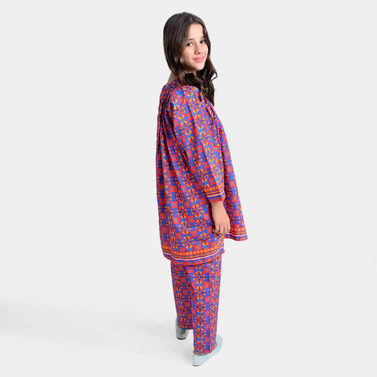 Girls Cotton Poplin Printed 2PC Suit