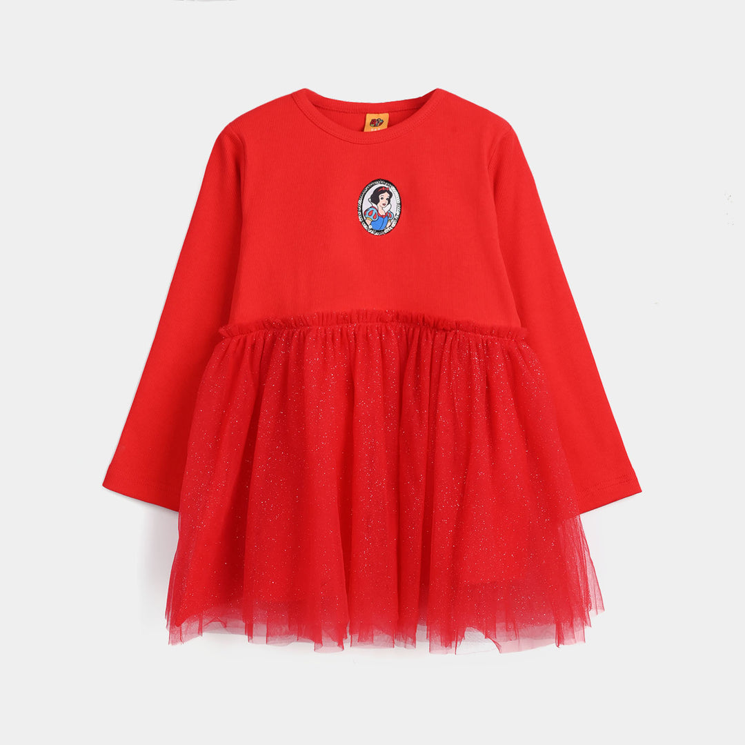 Girls Net Frock-Red