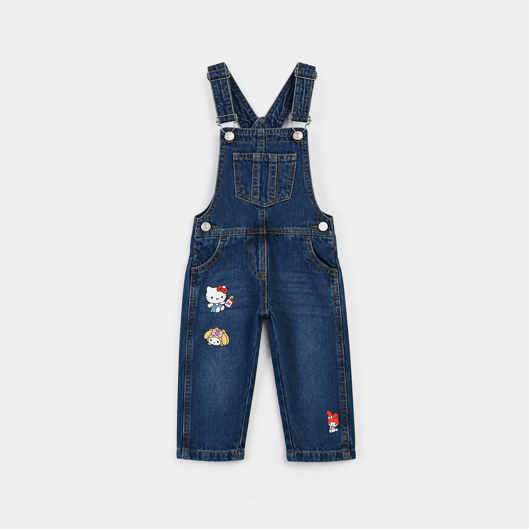 Infant Girls Denim Rigid Over All Hello-Pink