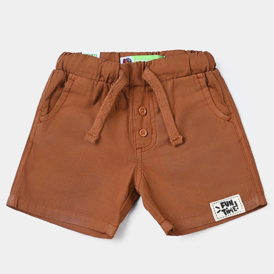 Infant Boys Cotton Slub Short Runtime-BROWN