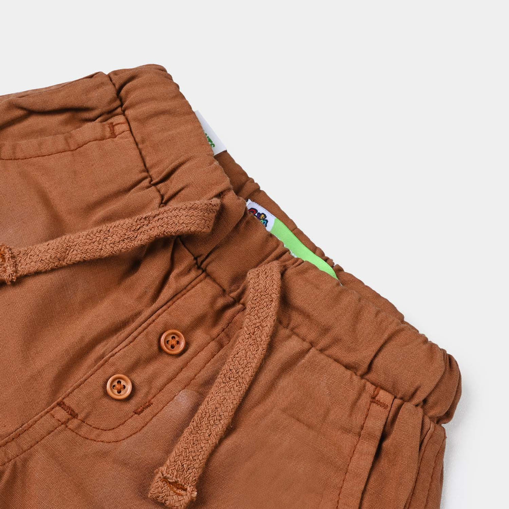Infant Boys Cotton Slub Short Runtime-BROWN