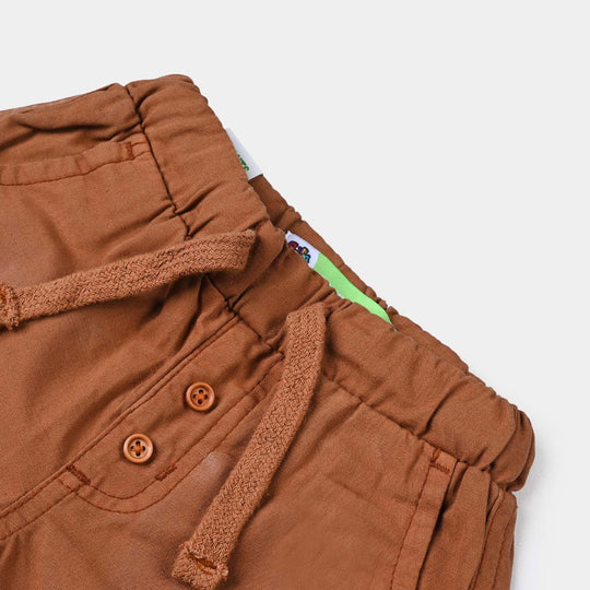 Infant Boys Cotton Slub Short Runtime-BROWN