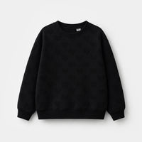 Girls Sweatshirt Embossed Heart - BLACK