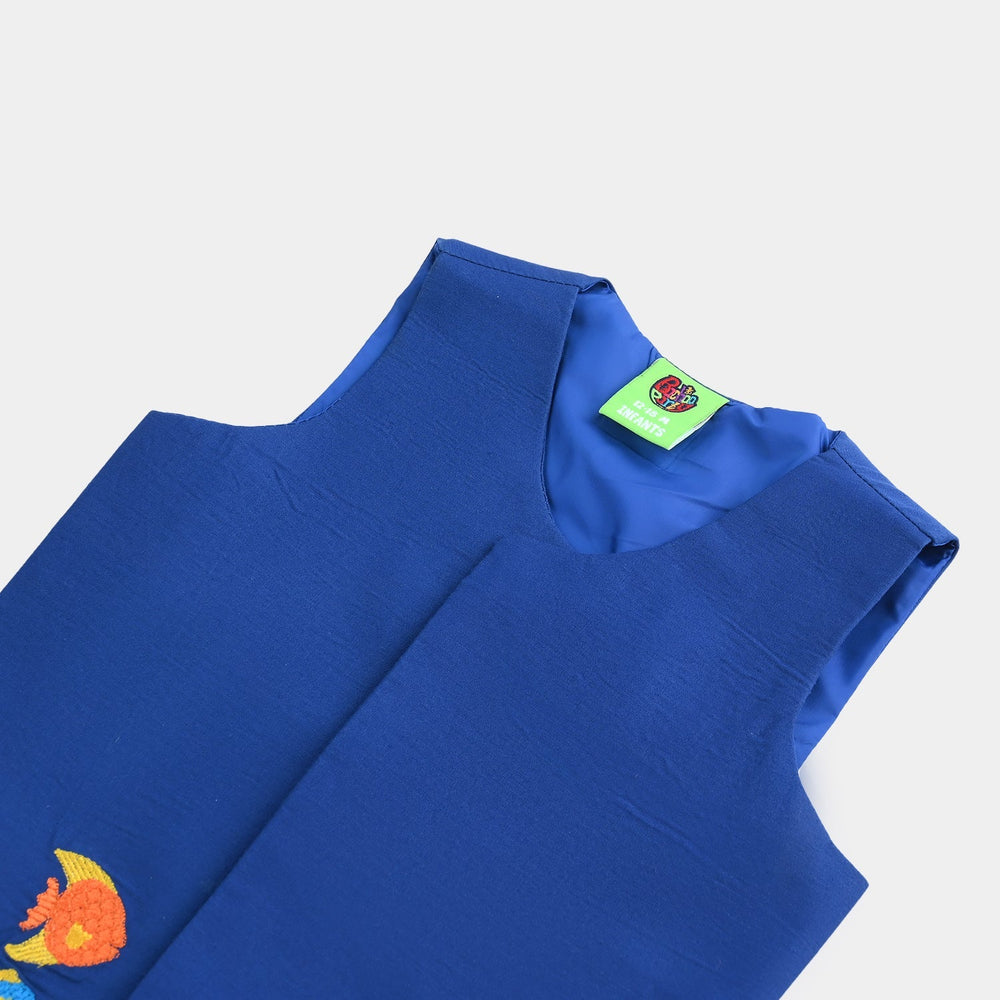 Infant Boys Cotton Poplin Waistcoat (Fishes)-BLUE