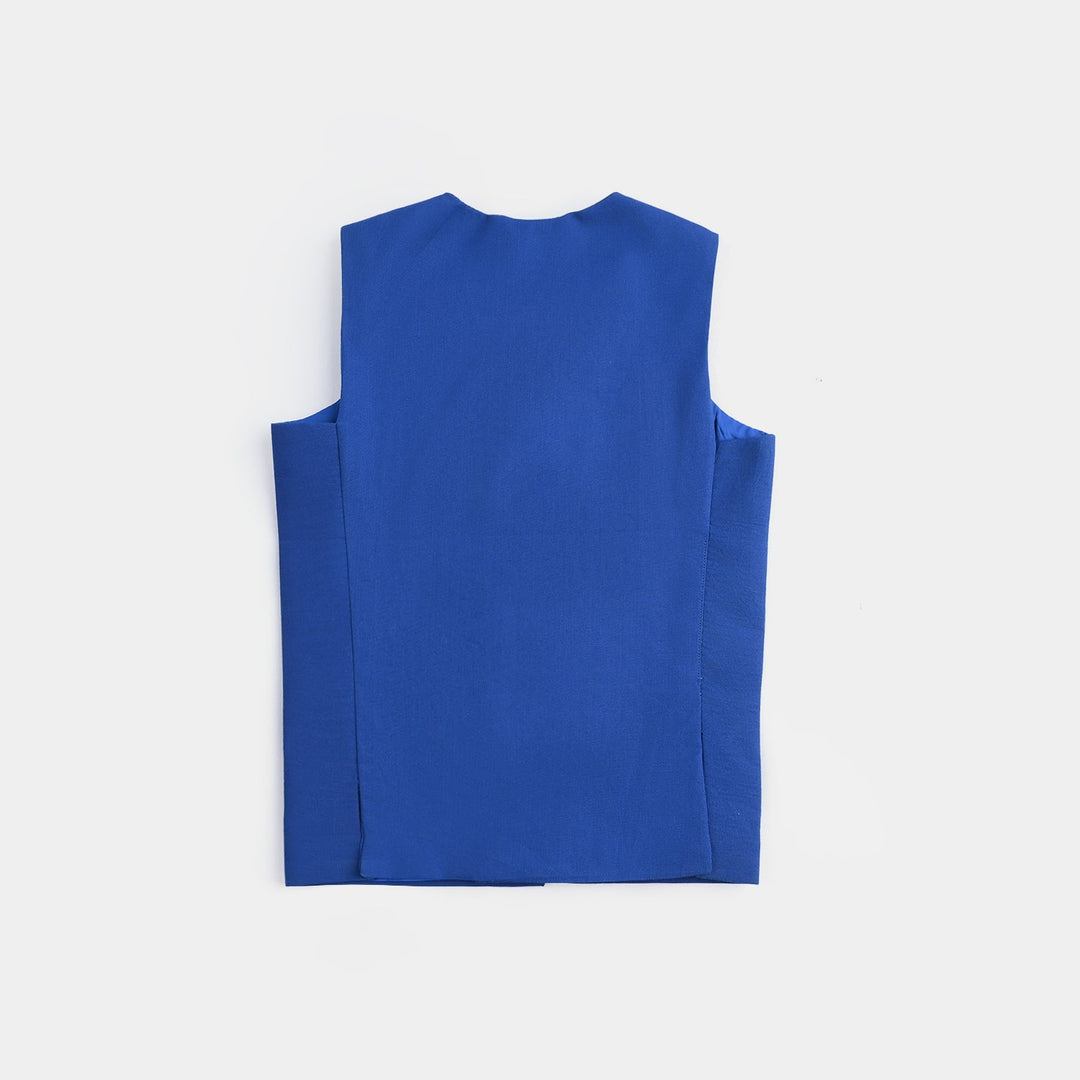 Infant Boys Cotton Poplin Waistcoat (Fishes)-BLUE