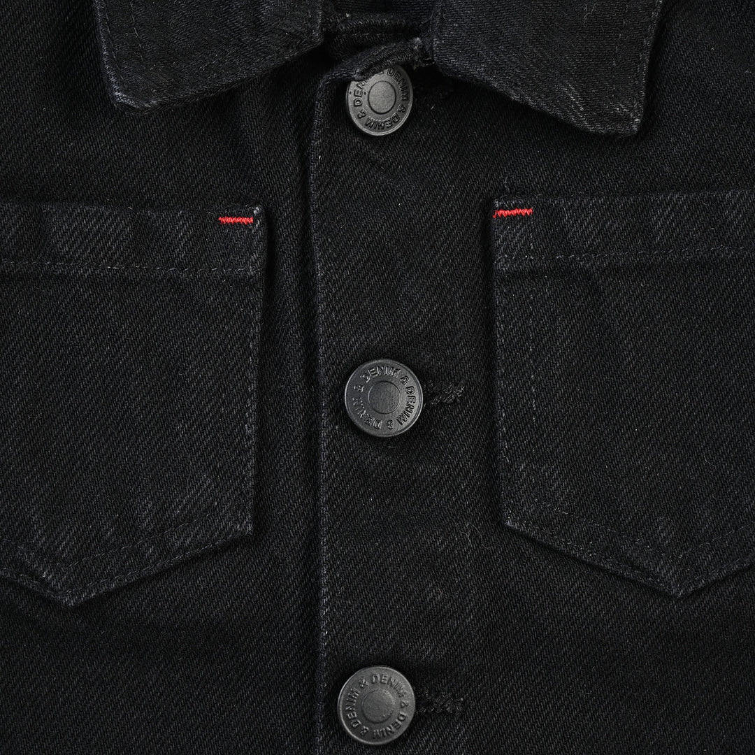 Infant Boys Denim rigid Woven Jacket Smart Bear-BLACK