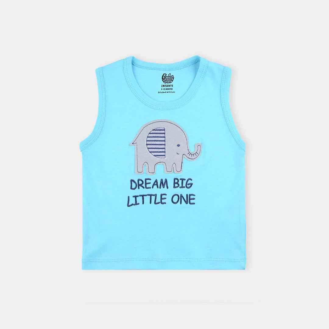 Infant Boys Cotton Interlock 3 Piece Sando Set Elephants