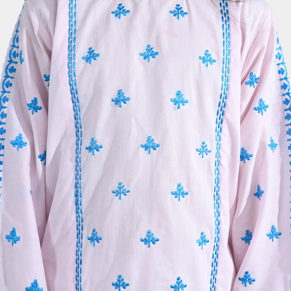 Girls Cotton Embroidered Kurti Roshan Jahan - Baby Pink