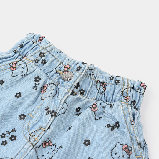 Infant Girls Denim Stretch Shorts - Light Blue