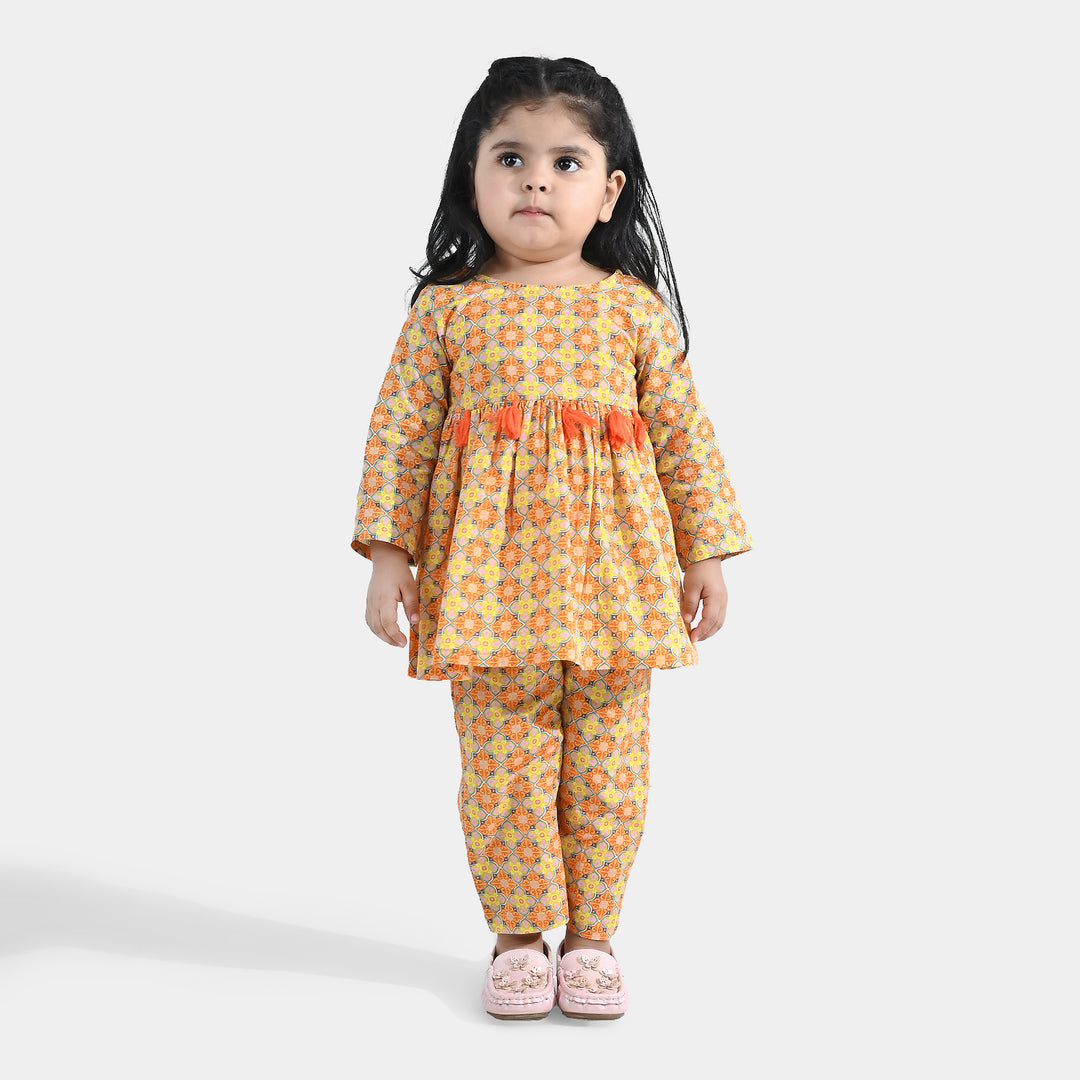 Infant Girls Cotton Printed 2Pcs Tacky - Multi