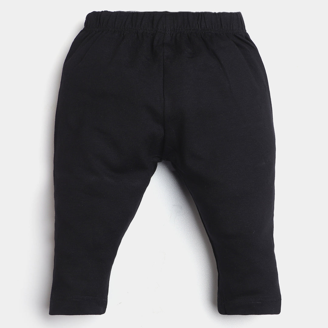 Infant Girls Lycra Jersey Plain Tights-Jet Black