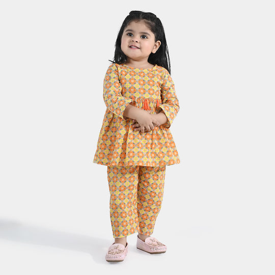 Infant Girls Cotton Printed 2Pcs Tacky - Multi
