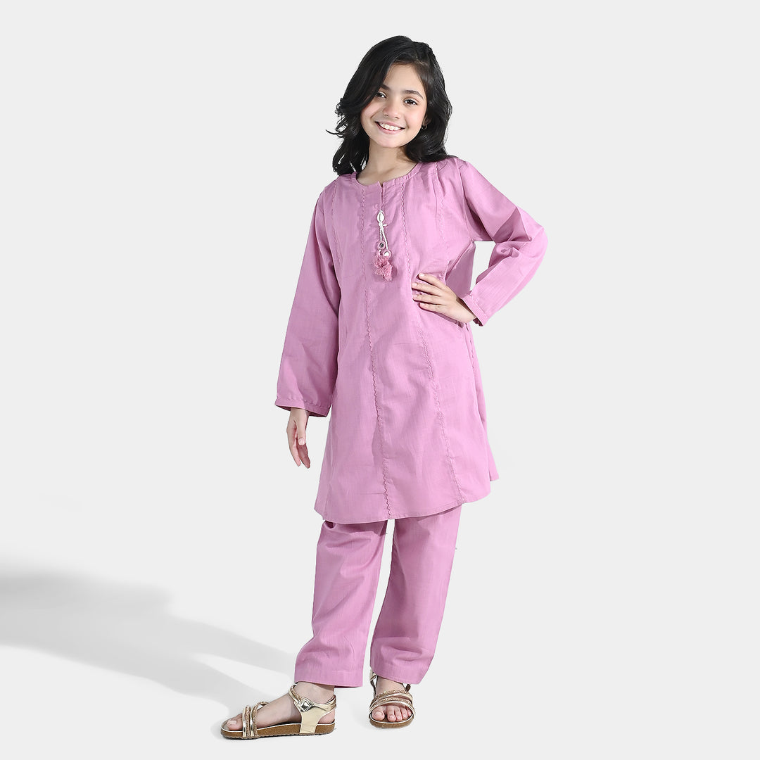 Girls Cotton Slub 2 Pcs Strawberry - Pink