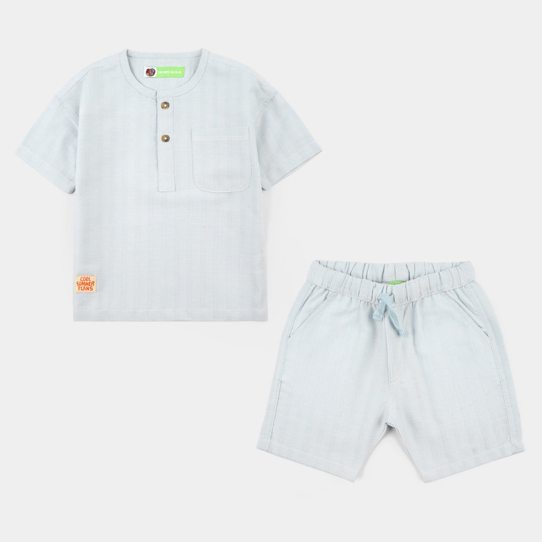 Infant Boys Cotton Woven Suit (Jungle Friend) – Light Blue