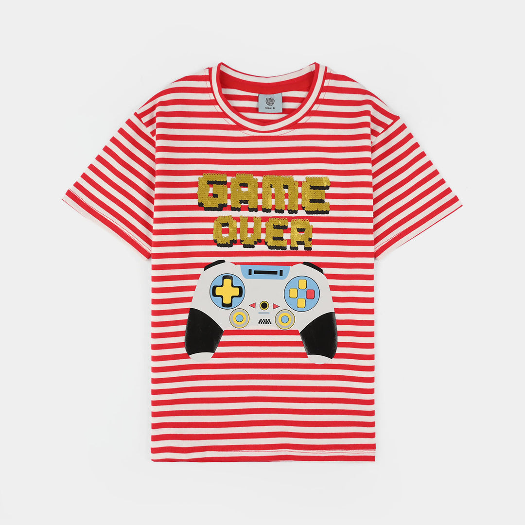 Boys Lycra Jersey T-Shirt (Game Over) - Red