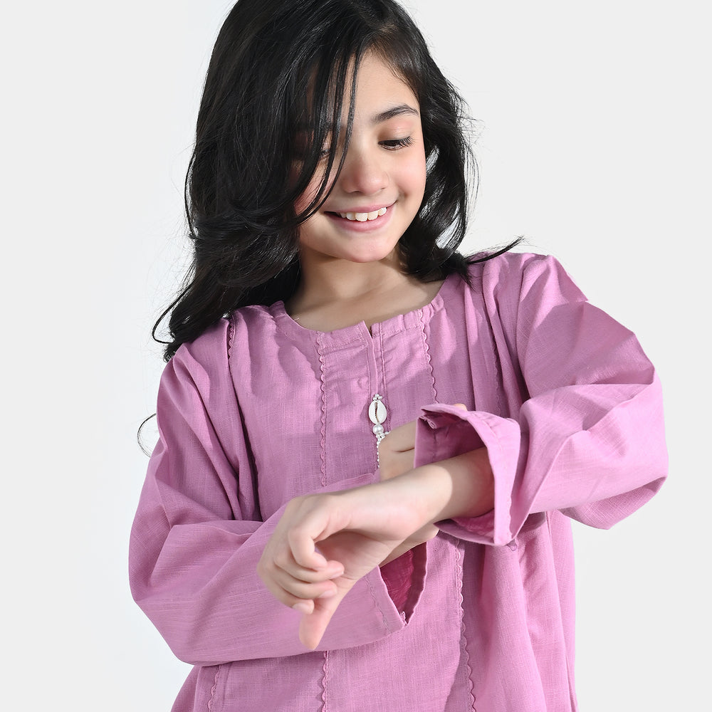 Girls Cotton Slub 2 Pcs Strawberry - Pink