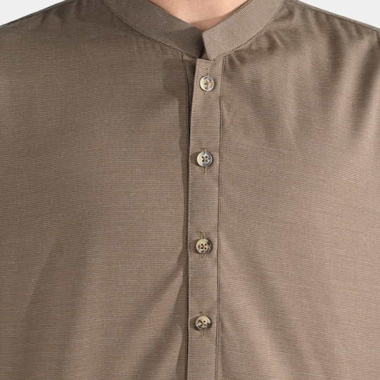 Boys Poly Viscose Kurta (Pin Stripe) - Brown