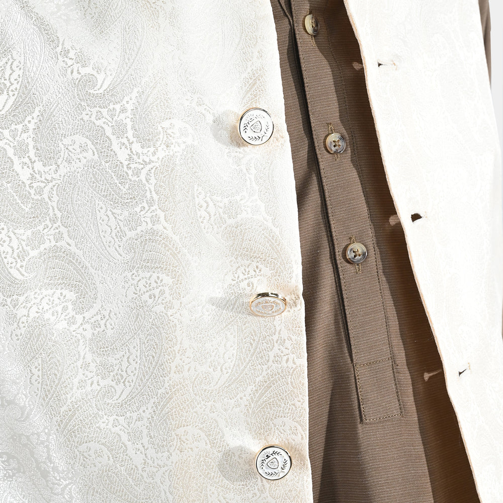 Boys Poly Viscose Waistcoat - Off White