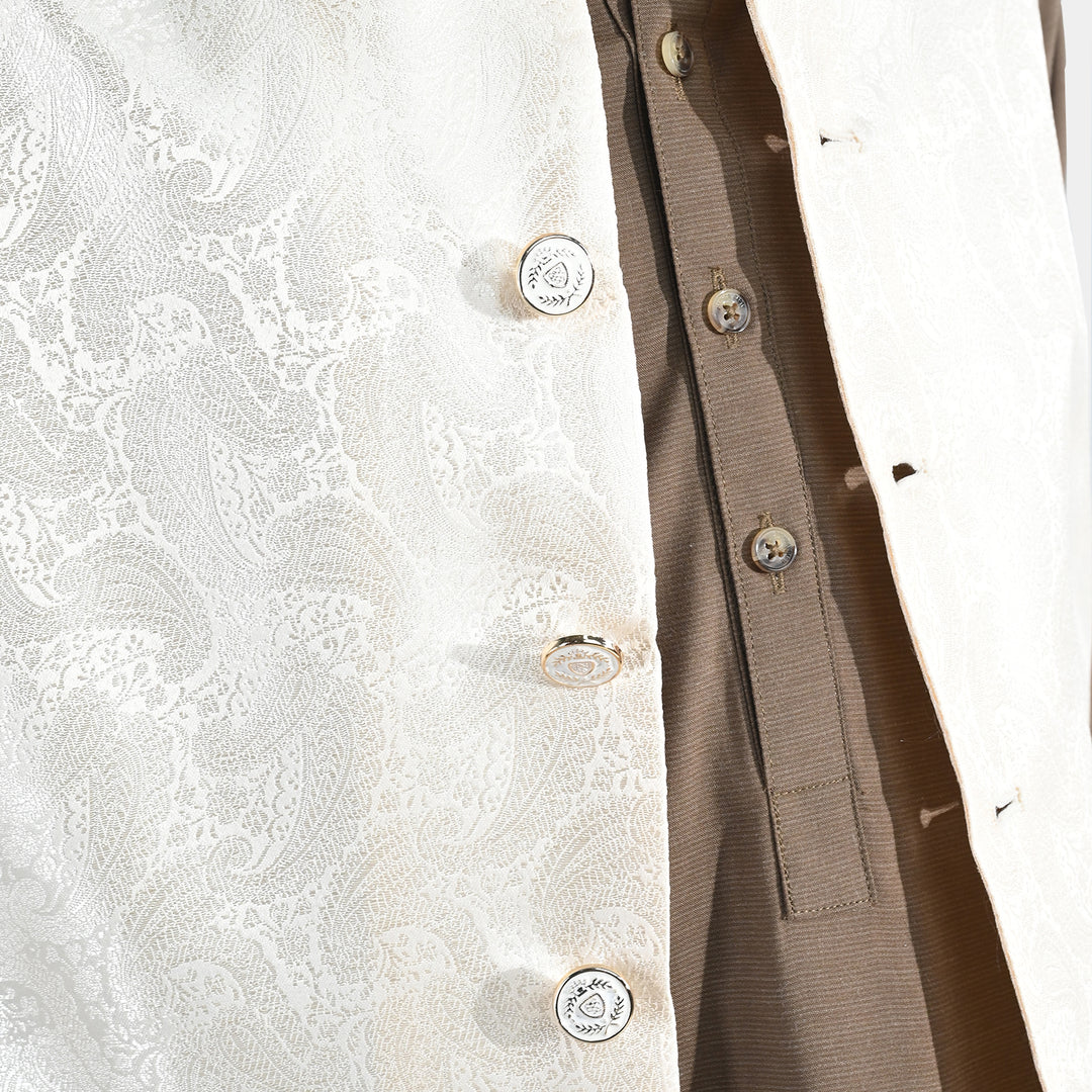 Boys Poly Viscose Waistcoat - Off White