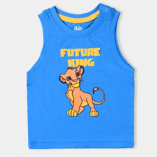 Infant Boys Slub Jersey Sando Lion -B. Blue