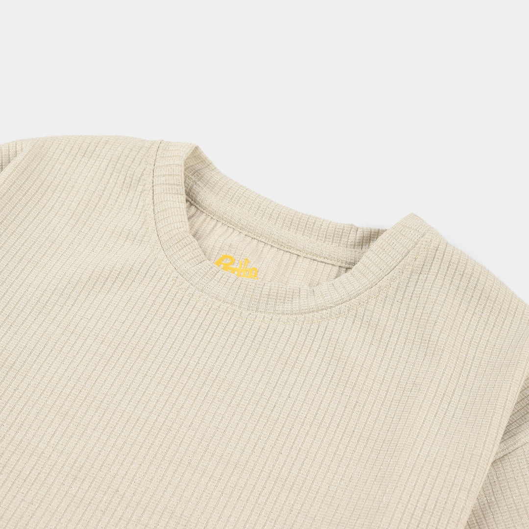 Girls 2x1 Rib T-Shirt Lurex
