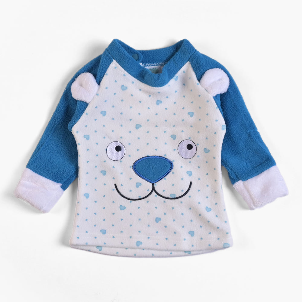 Infant Unisex Baby 2PC Suit Bear Face - Blue