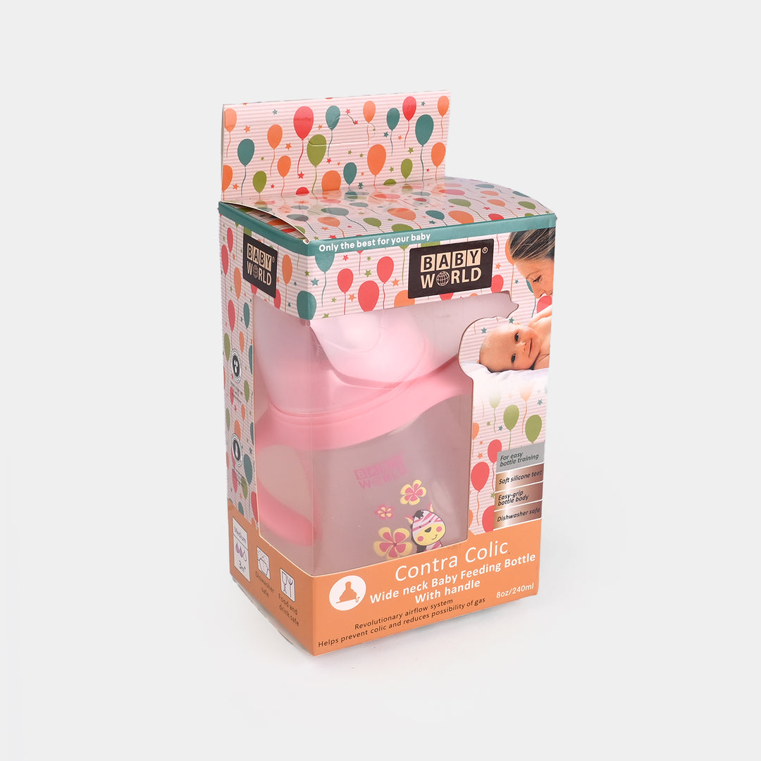 Wide Neck Bottle with Handle 240Ml | 2010 Pink