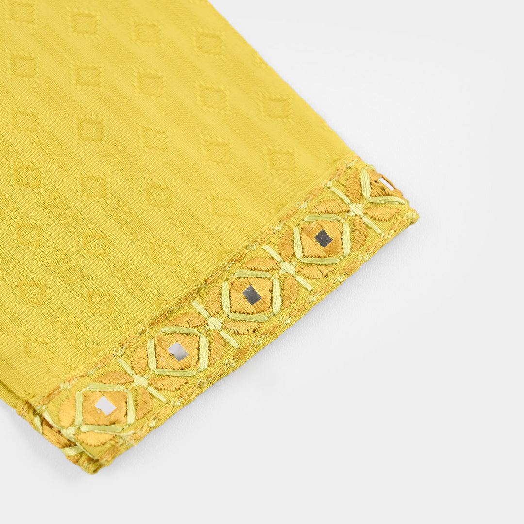 Girls Jacquard Embroidered Kurti (Roshan) – Yellow