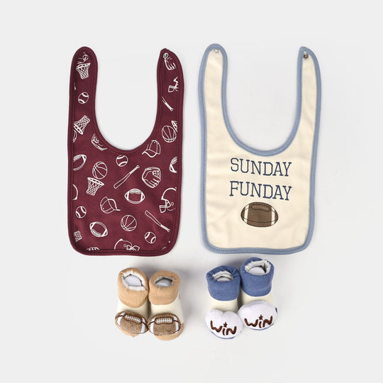 Baby Bibs & Shoes Set | 4 Pcs