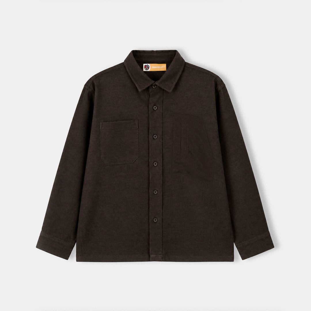 Boys Cotton Twill Shirt F/S (Cut Away)-D.Green
