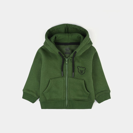 Infant Boys Fleece Knitted Jacket Basic - Olive Green