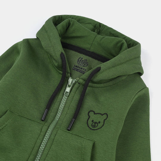 Infant Boys Fleece Knitted Jacket Basic - Olive Green