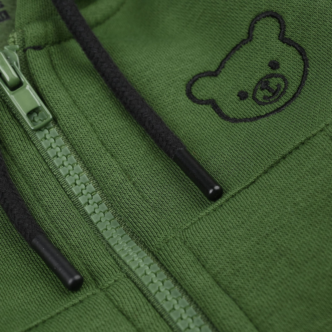 Infant Boys Fleece Knitted Jacket Basic - Olive Green