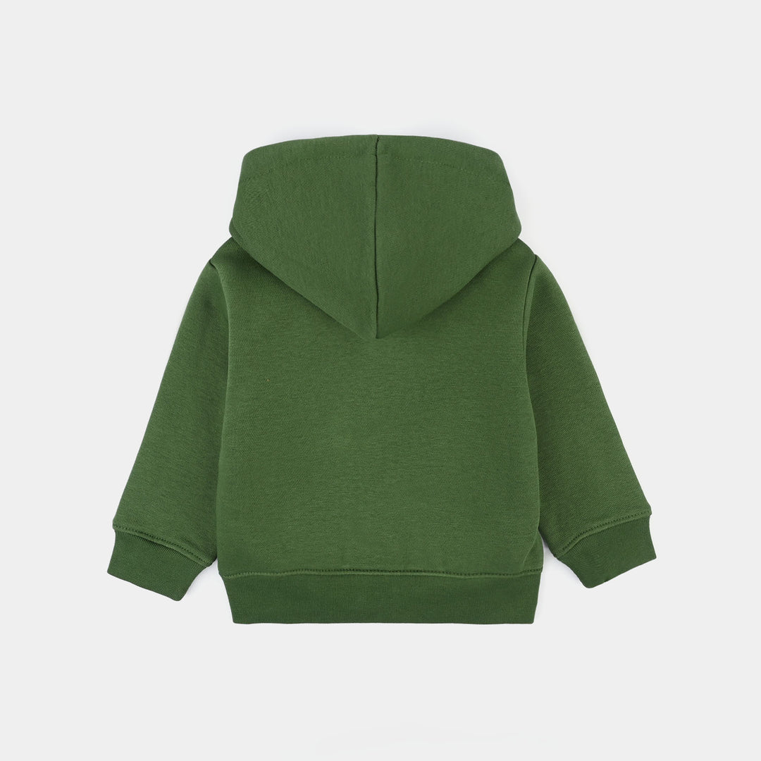 Infant Boys Fleece Knitted Jacket Basic - Olive Green