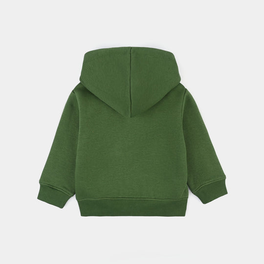 Infant Boys Fleece Knitted Jacket Basic - Olive Green