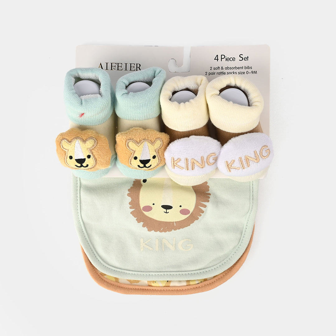 Baby Bibs & Shoes Set | 4 Pcs