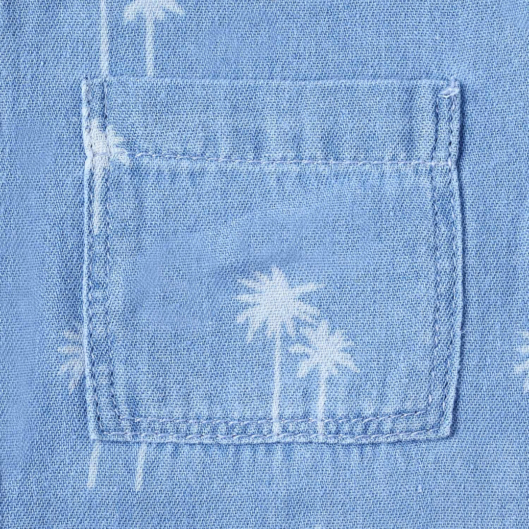 Infant Boys Denim rigid Shirt H/S Play Discharge-LT. Blue