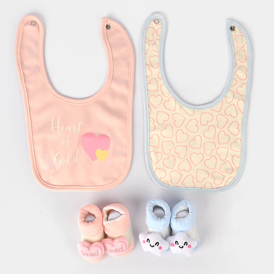 Baby Bibs & Shoes Set | 4 Pcs