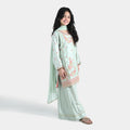Girls Raw Silk 3Pcs (Gulshan) - Green