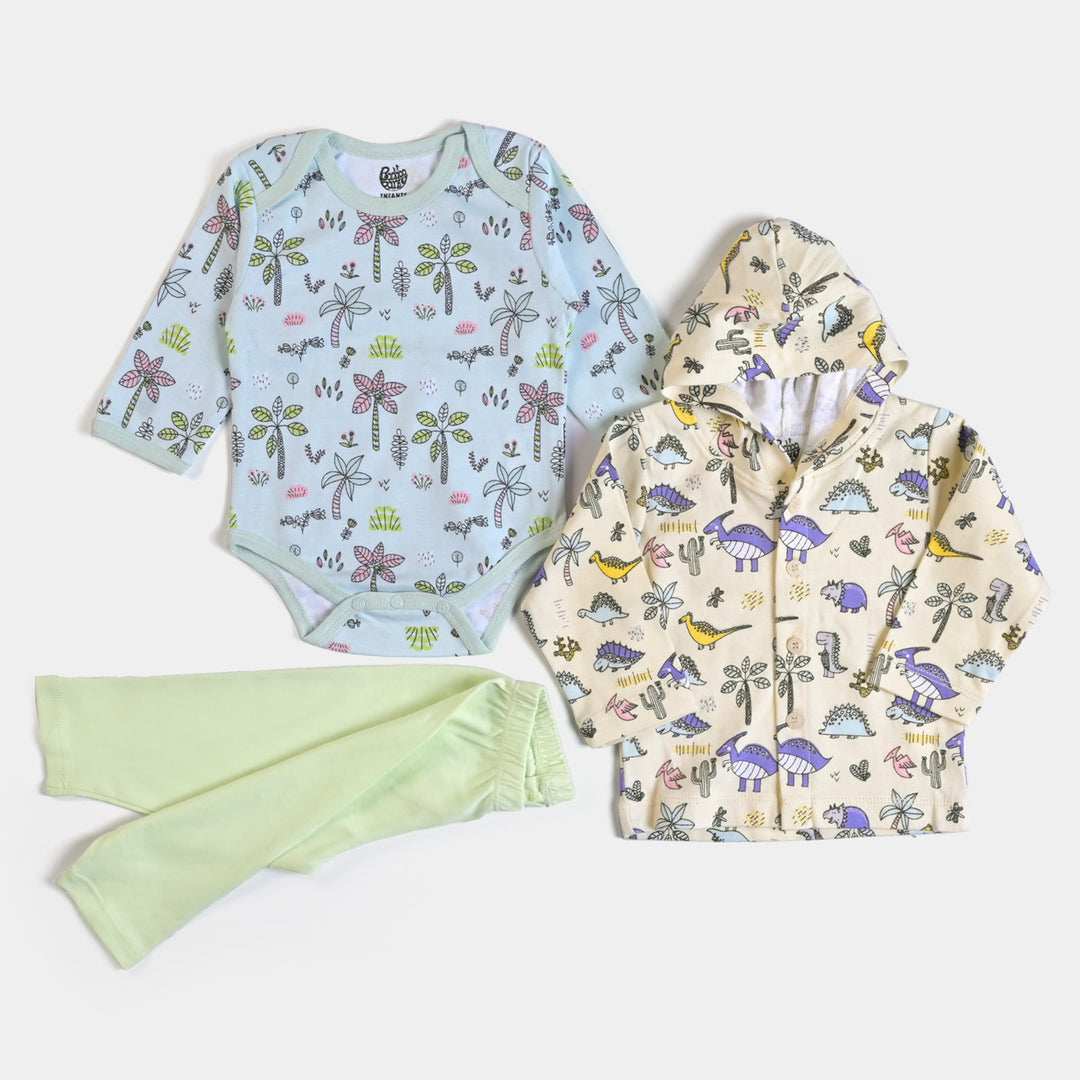 Infant Boys Cotton Set 3Pc Dino-mIX
