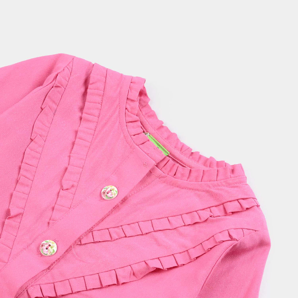 Infant Girls Poly Cotton Casual Top Glitter - Pink