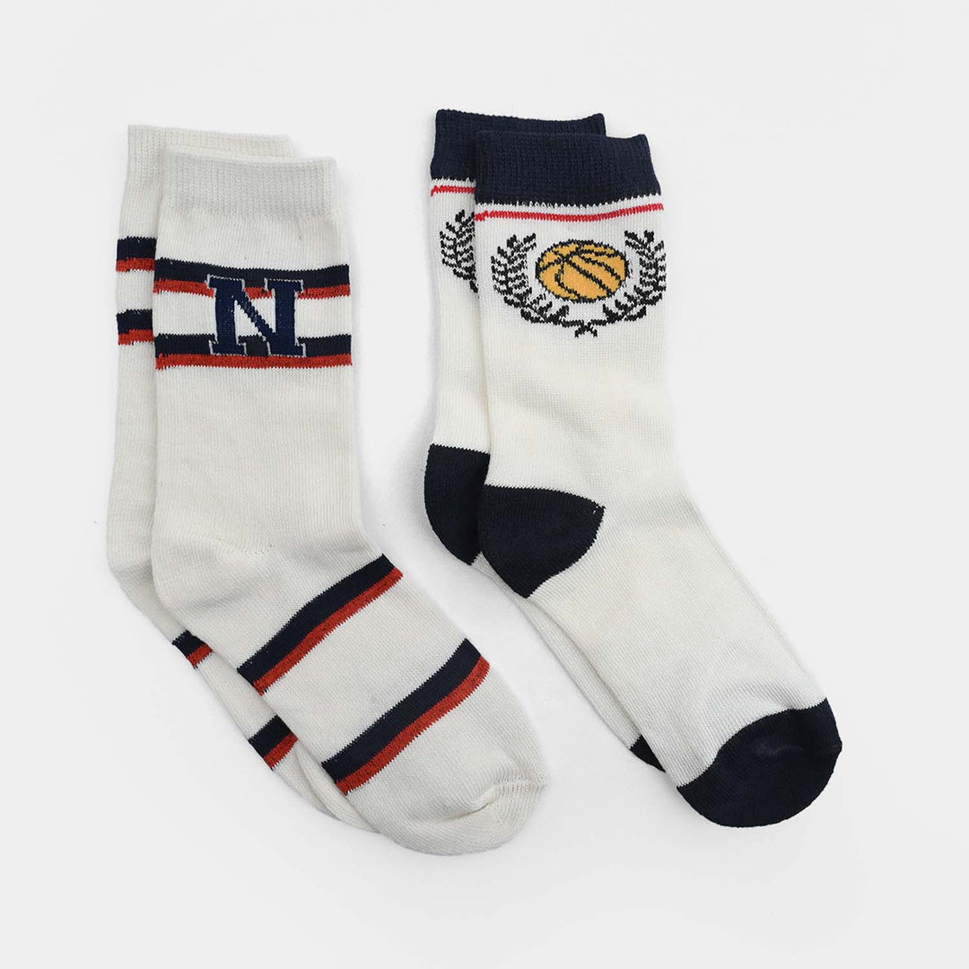Boys Cotton Sock Pack of 2 N & Basket Ball-Off.White