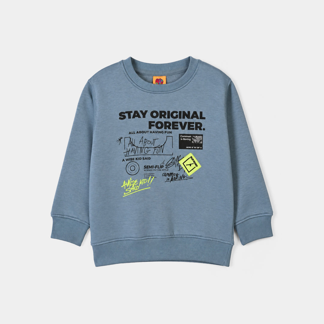Boys Fleece Sweatshirt Stay Original- Light Blue