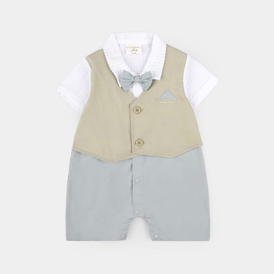 Infant Boys Jersey/Terry Romper  - Blue