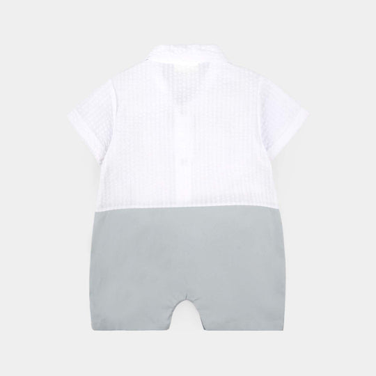 Infant Boys Jersey/Terry Romper  - Blue