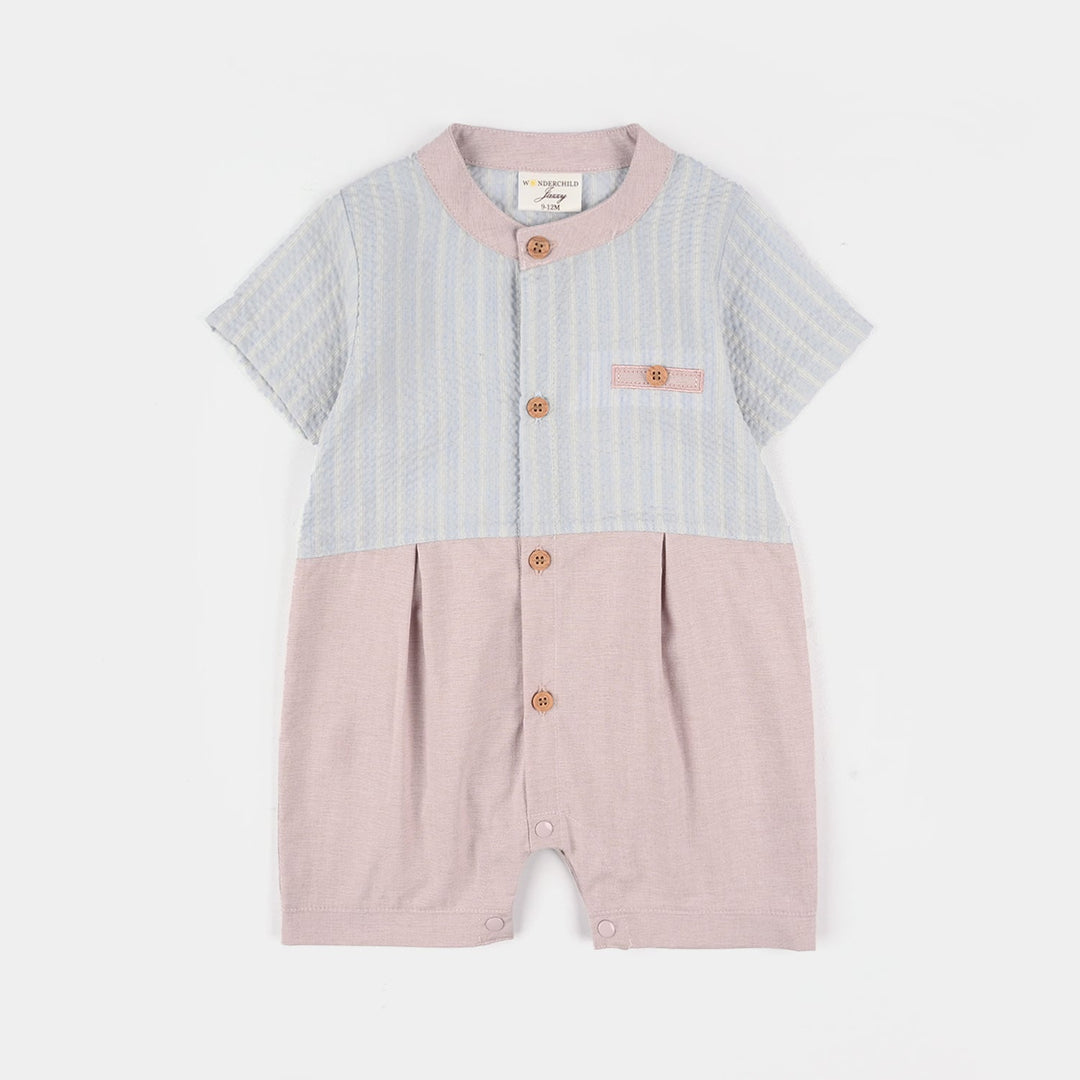Infant Boys Jersey/Terry Romper - Blue