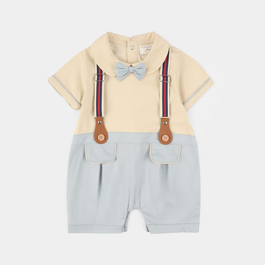 Infant Boys Jersey/Terry Romper - Beige