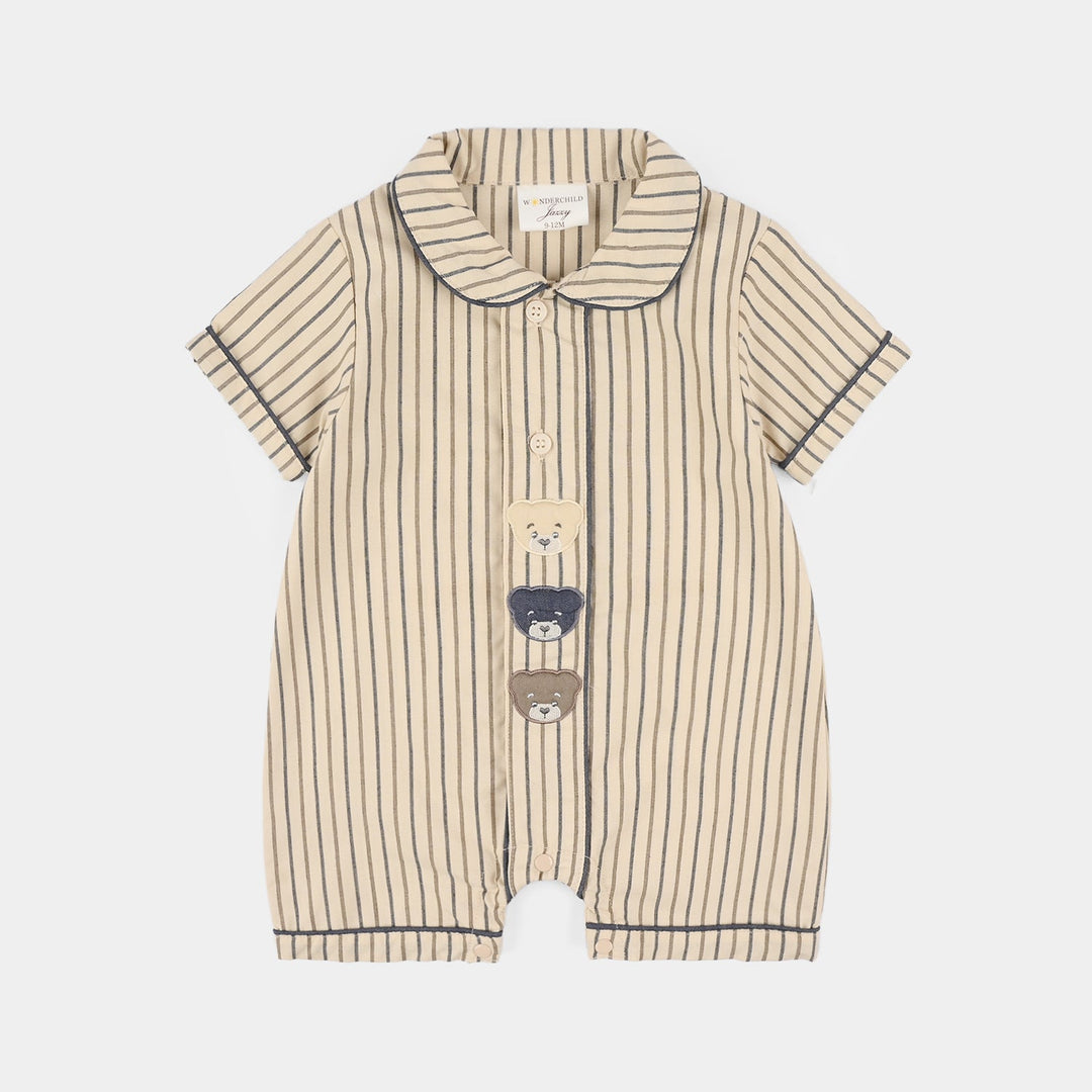 Infant Boys Jersey/Terry Romper - Beige