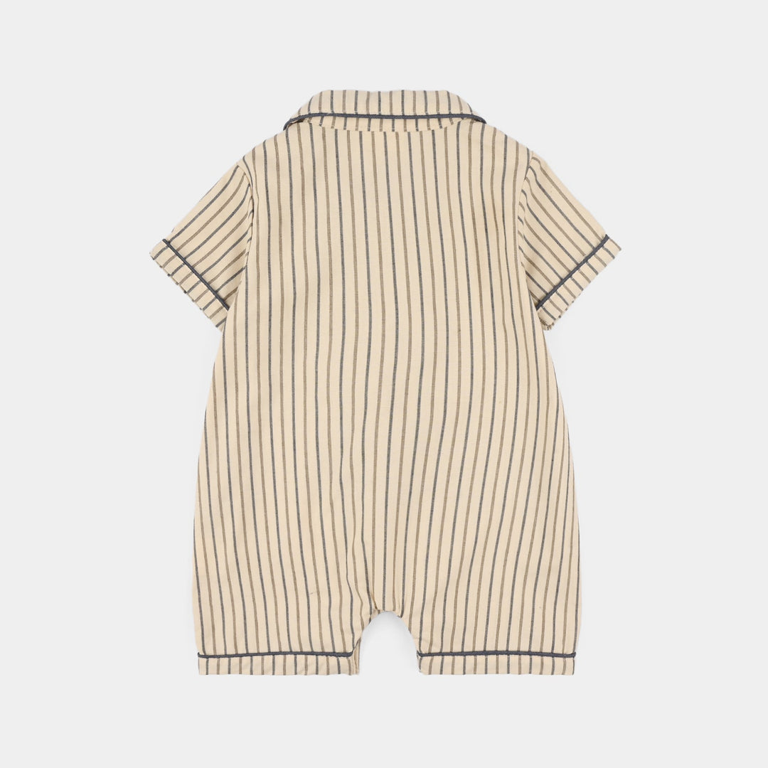 Infant Boys Jersey/Terry Romper - Beige