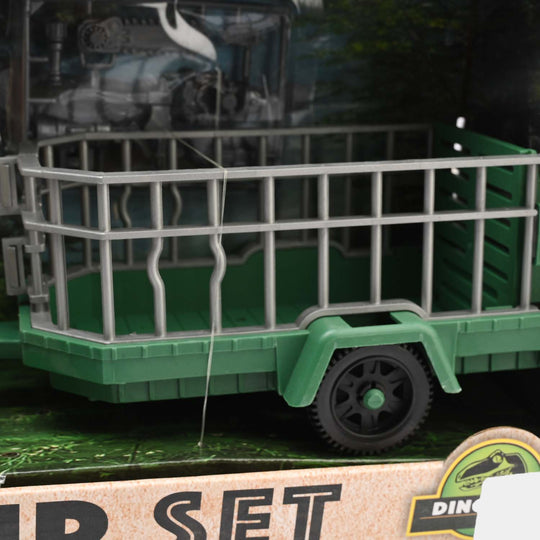 Dinosaur Playset With Jeep & Transport Trailer
